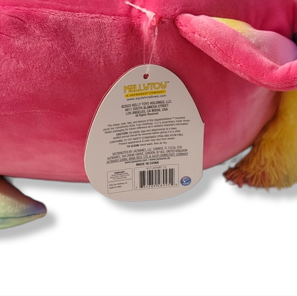Squishmallow Lizette Pink and Rainbow 14 inch Caticorn Horned Cat Kellytoy - Picture 6 of 7